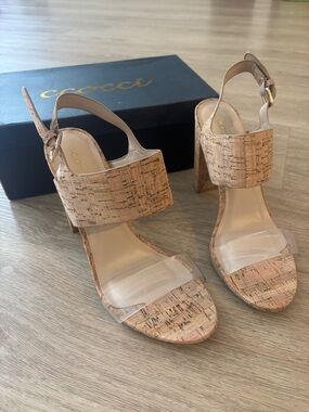 CCOCCI Napa Clear Strap Heeled Cord Sandal - 7.5